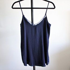 Navy Silky Lacey Aerie Tank Top  Size Small